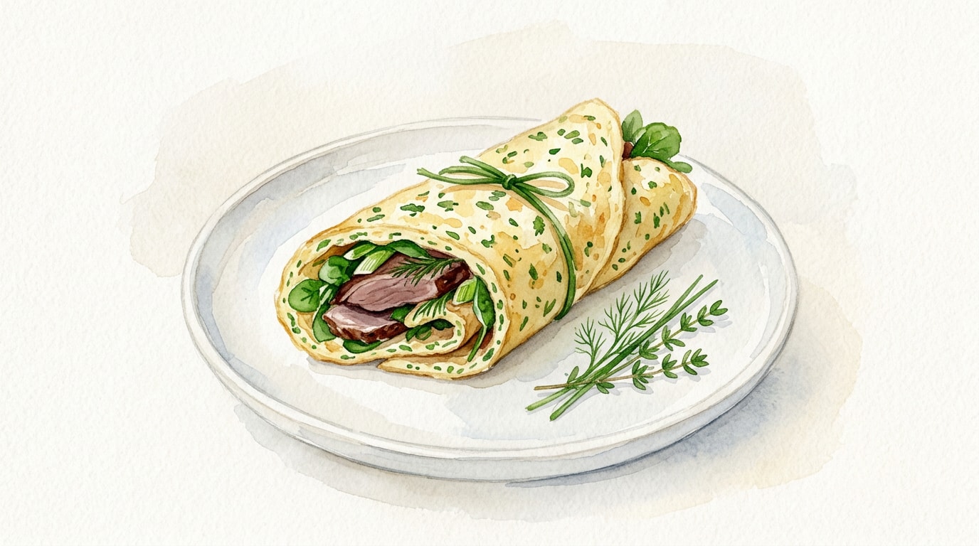 Herbed Omelet Duck Wraps