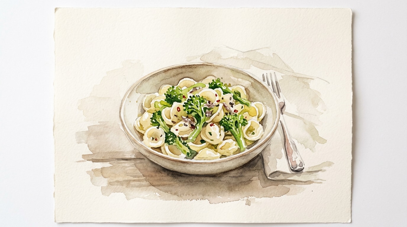 Homemade Orecchiette With Broccoli And Anchovy