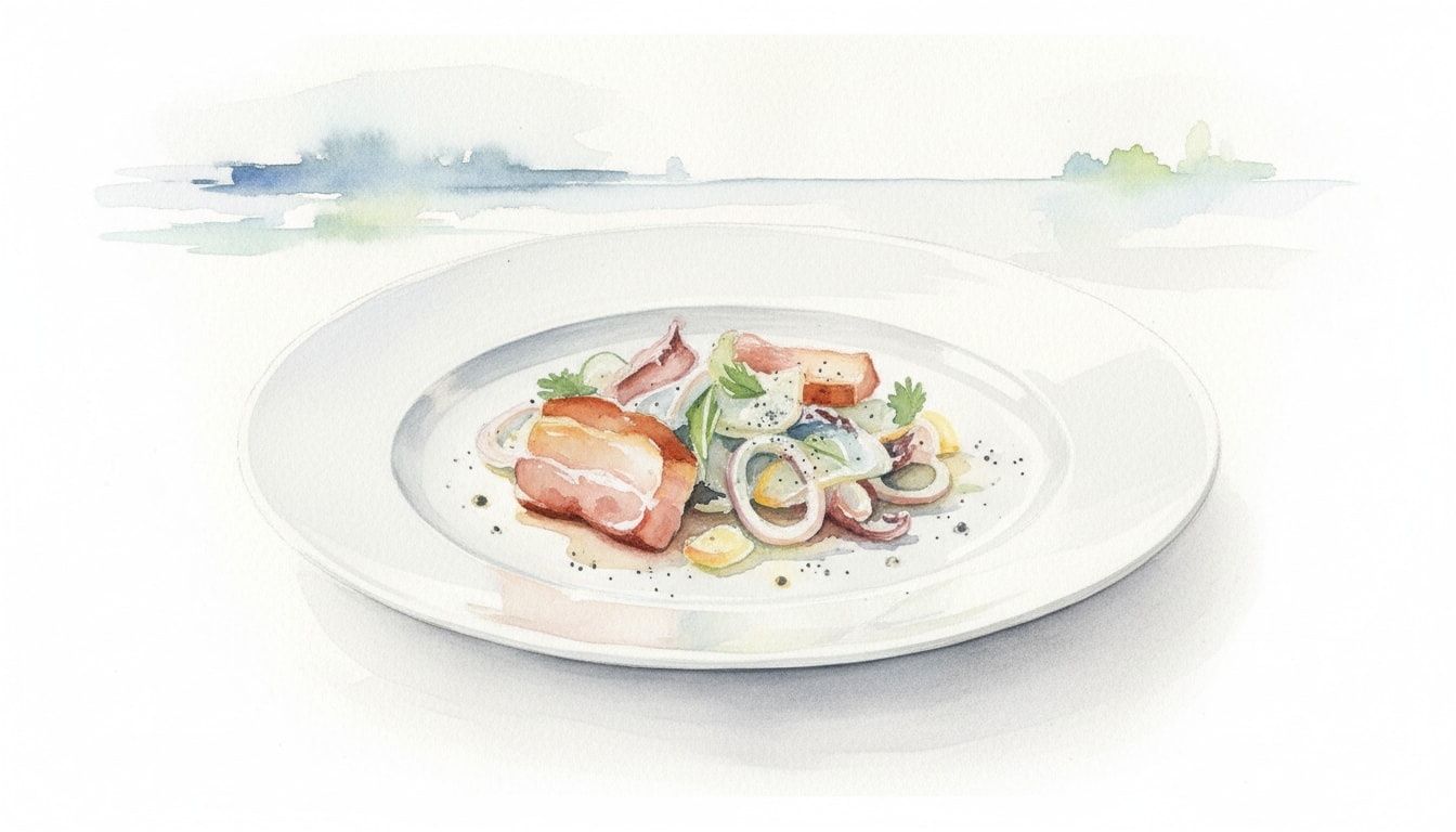 Iberian Pork Jowl with Squid Salad