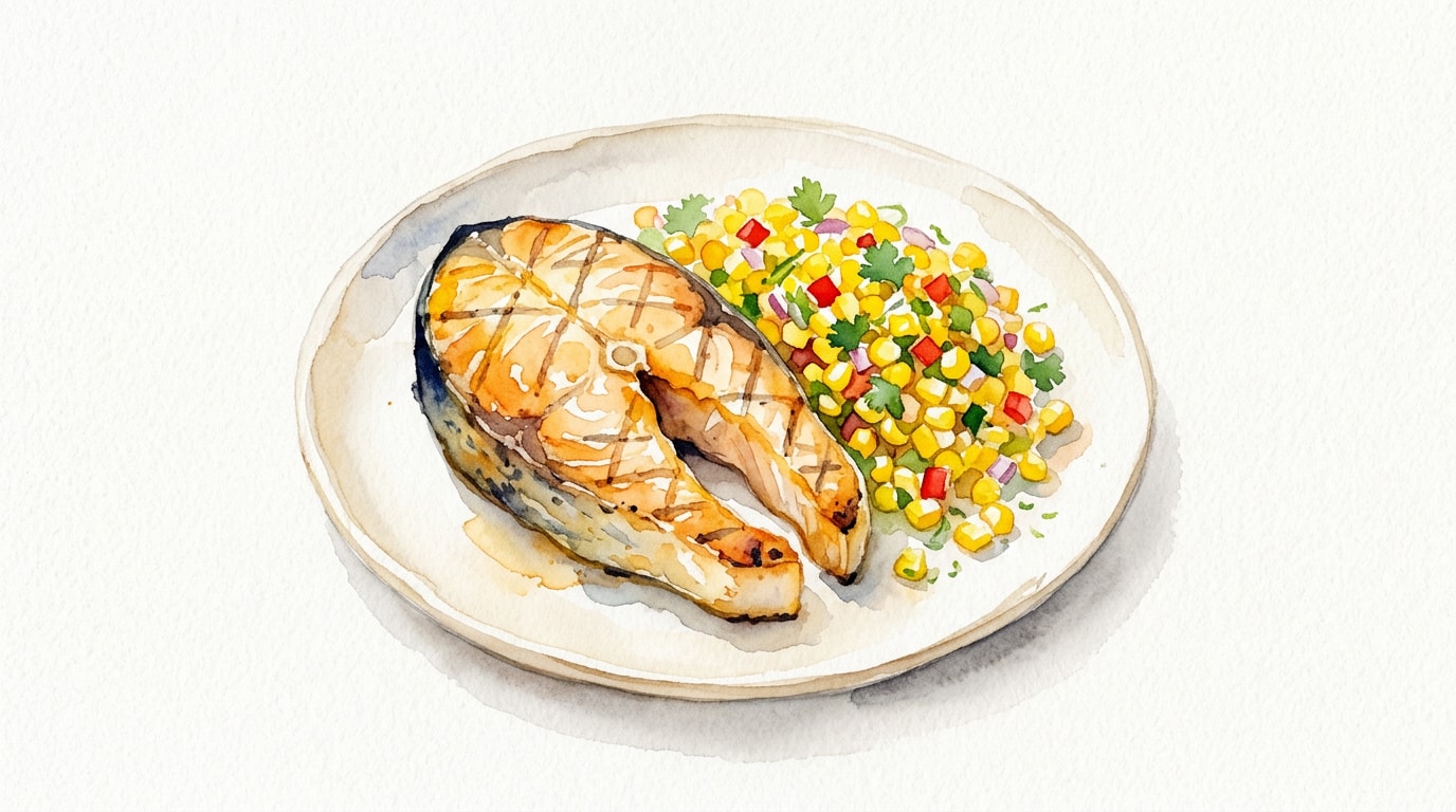 Indian-Spiced Grilled Halibut with Sweet Corn Relish