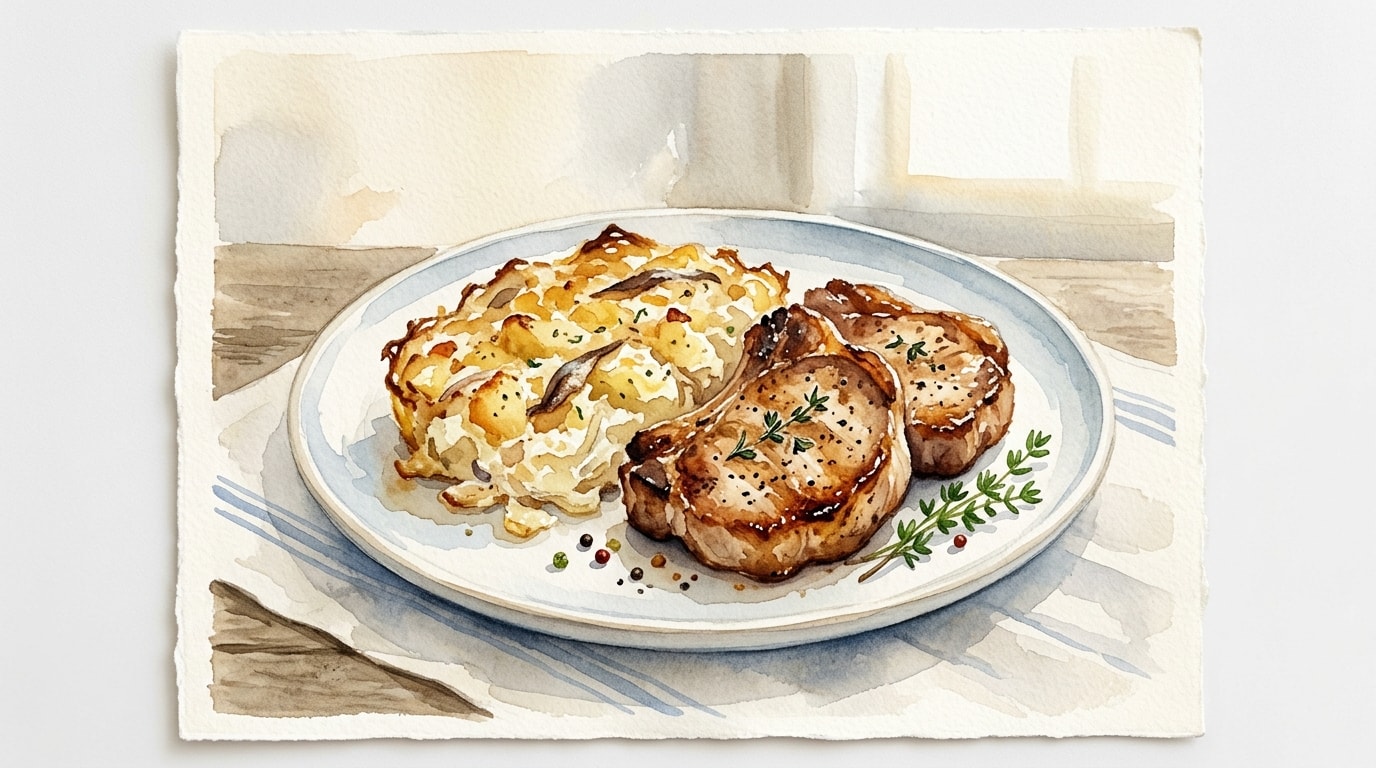 Jansson's Temptation with Pan-Seared Pork Chops