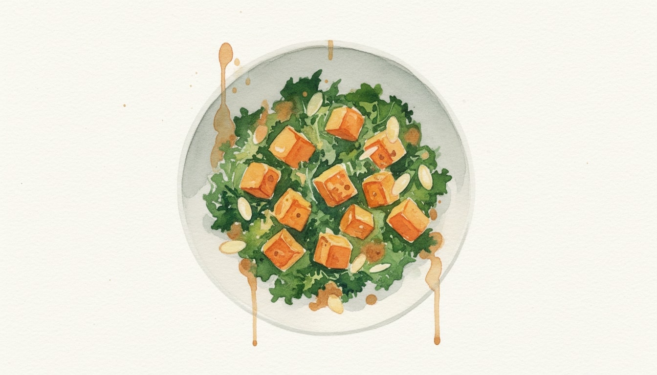 Kale and Squash Salad with Almond-Butter Vinaigrette