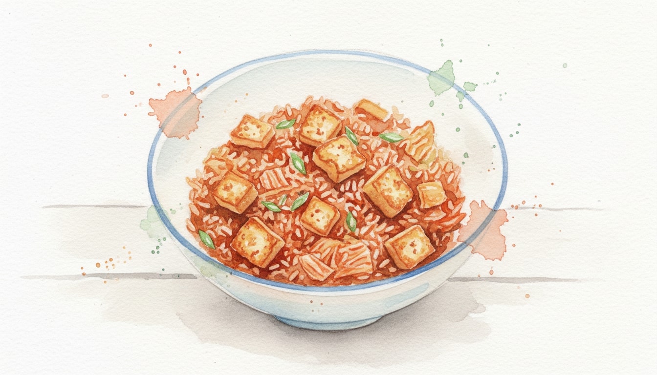 Kimchi Fried Rice with Crispy Tofu (Kimchi Bokkeumbap)