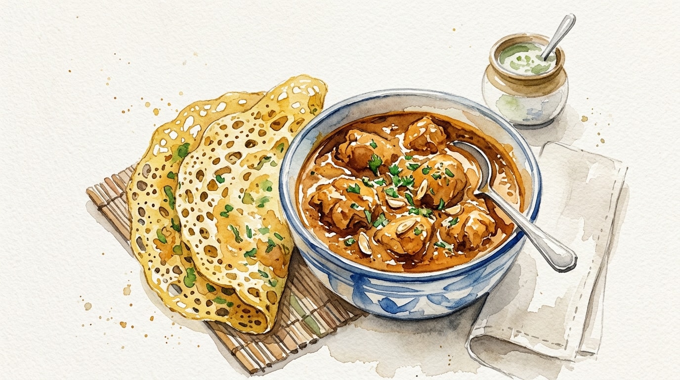 Lahsuni Chicken Masala with Lacy Besan Cheela