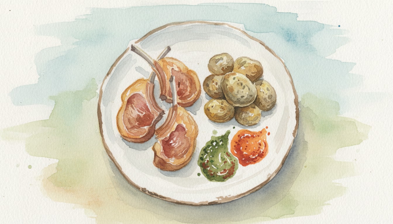 Lamb Cutlets with Papas Arrugadas and Mojo Duo