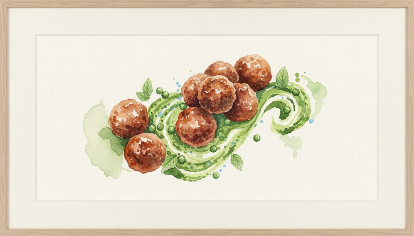 Lamb Meatballs With Pea Pesto