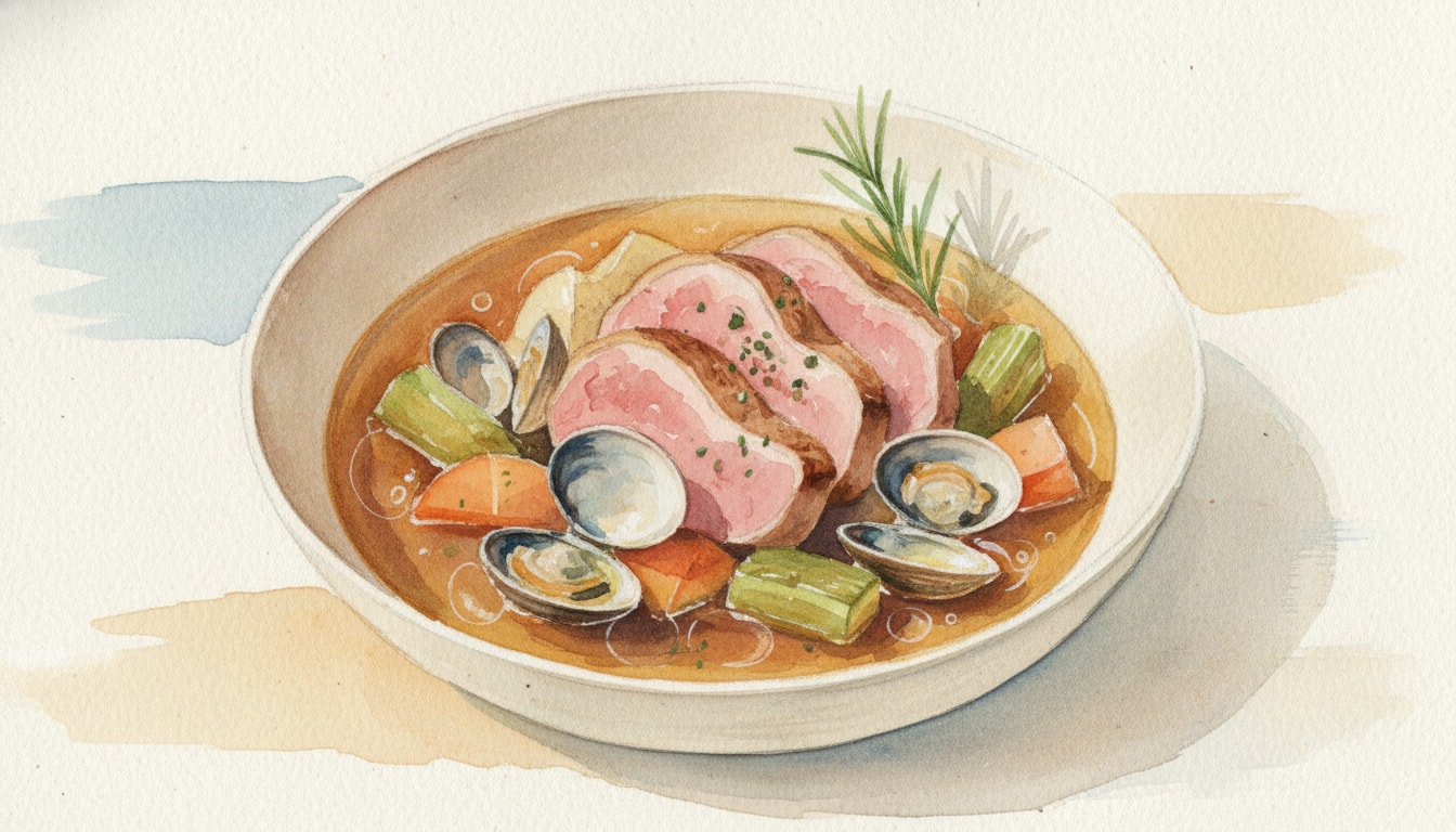 Lamb Pot-au-Feu with Cockles and Roasted Rump