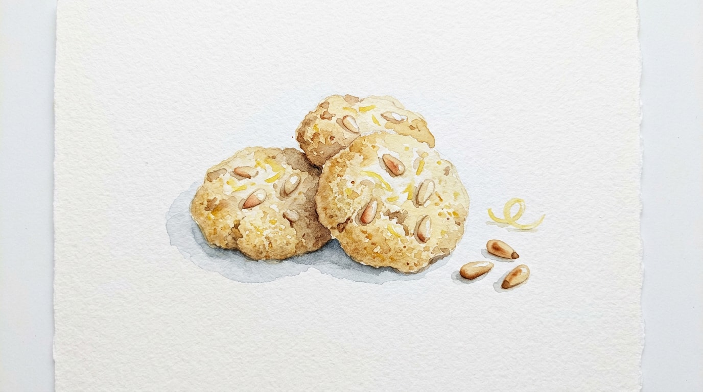 Lemon Cornmeal and Pine Nut Cookies