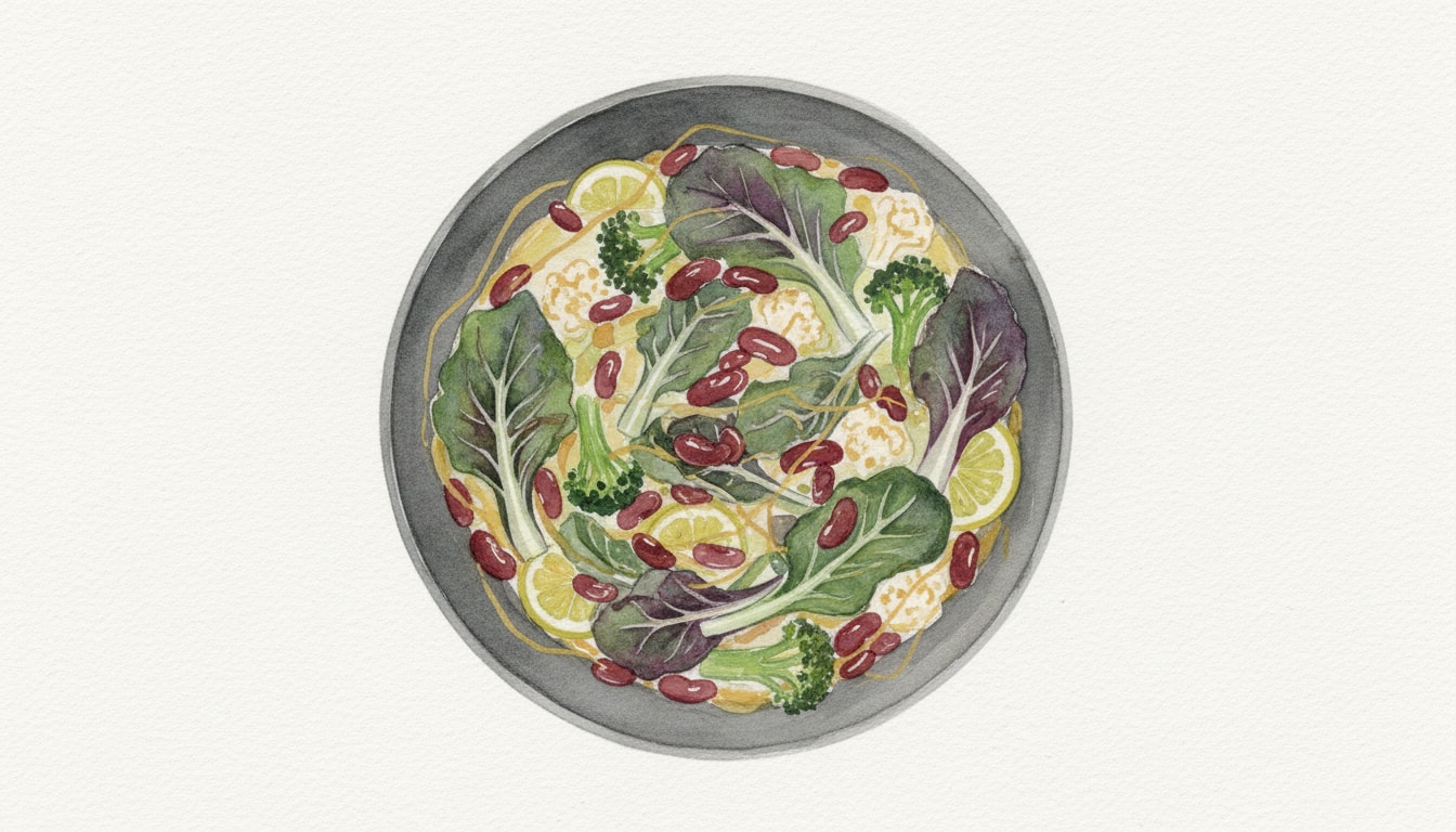 Lemon-Mustard Brassica & Red Bean Skillet