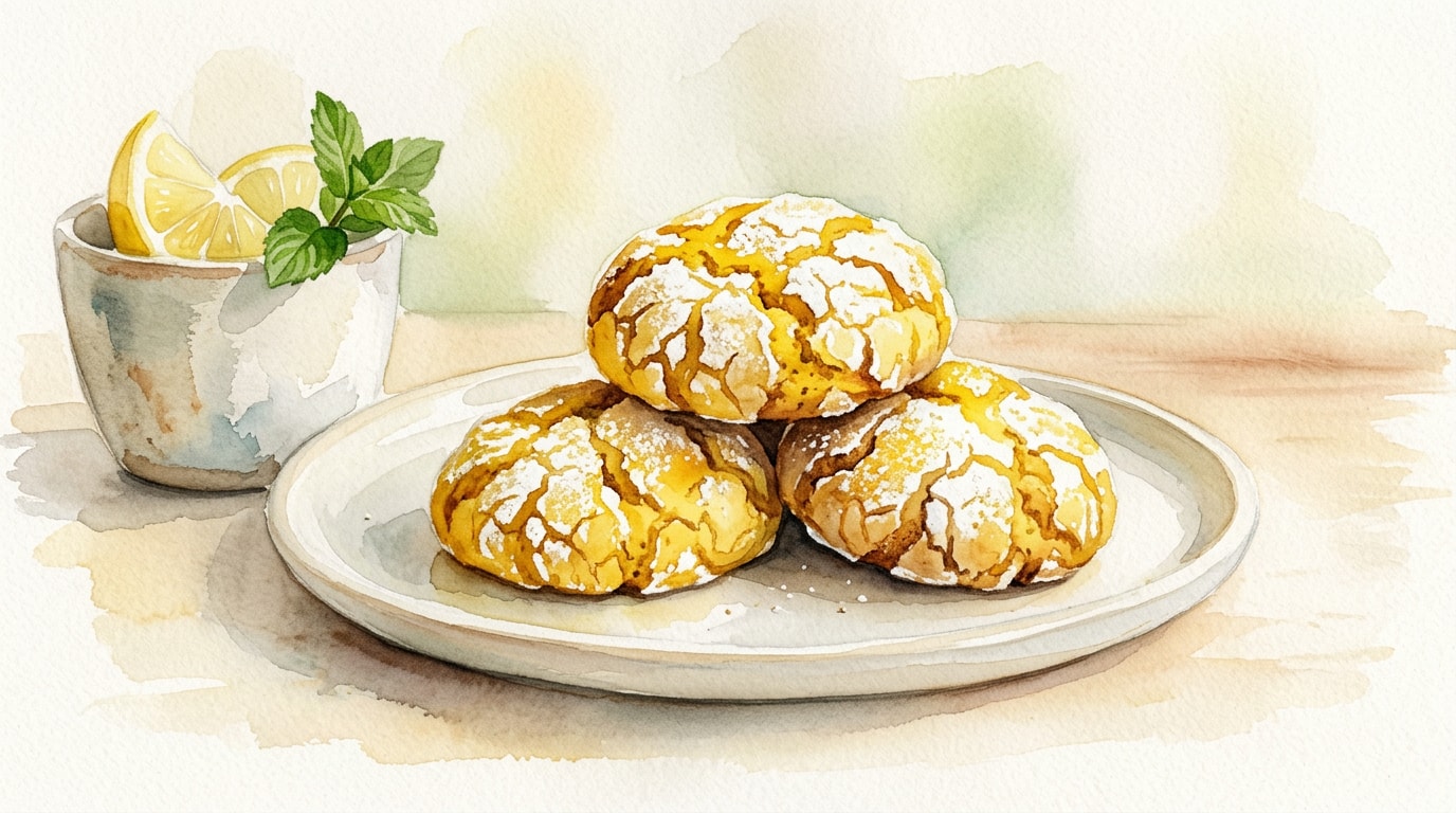Lemon Turmeric Olive Oil Crinkle Cookies