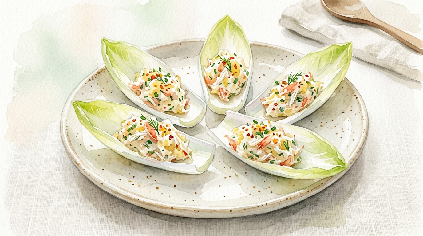 Light and Spicy Crab Rillettes in Endive Leaves