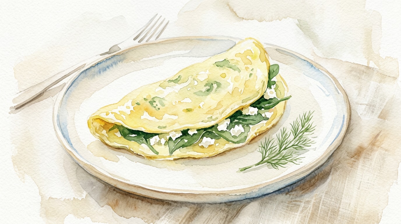 Light Spinach and Feta Stuffed Omelette