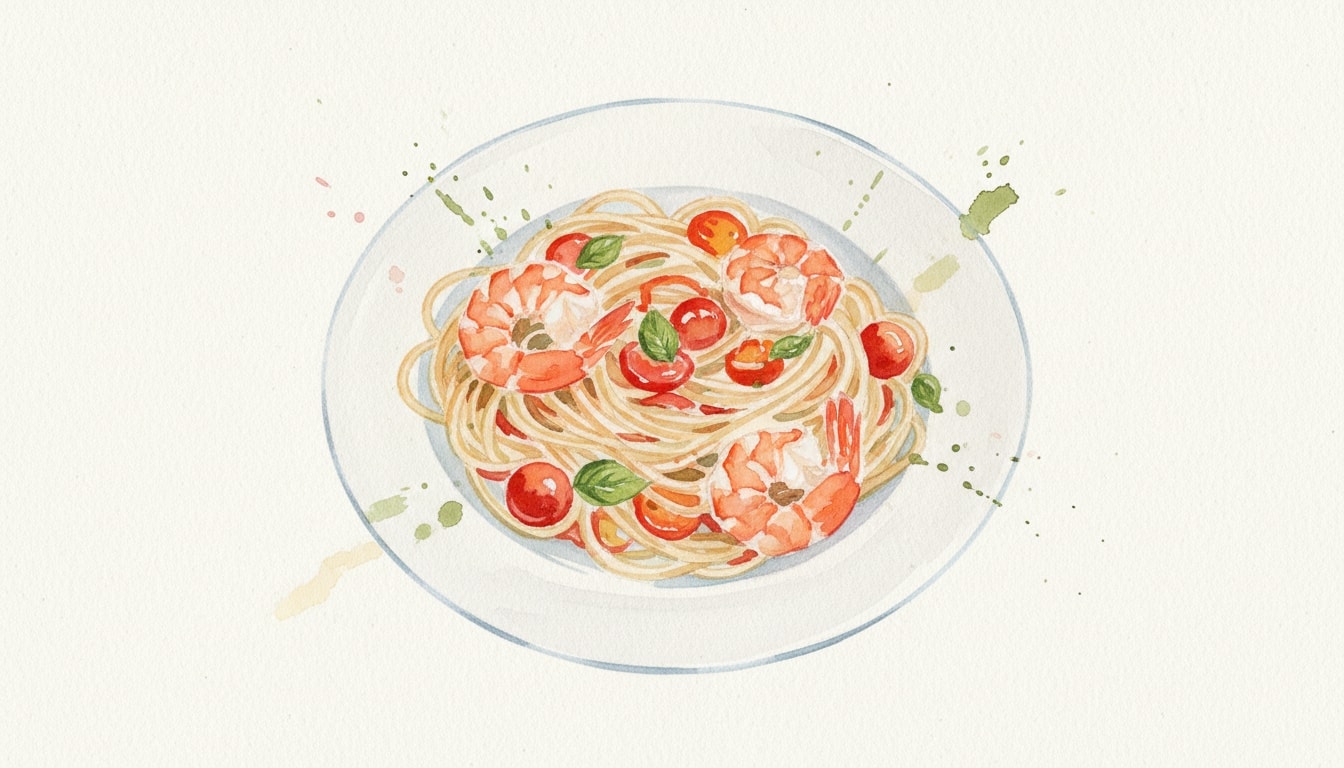 Linguine With Sautéed Shrimp, Tomatoes, and Peppers