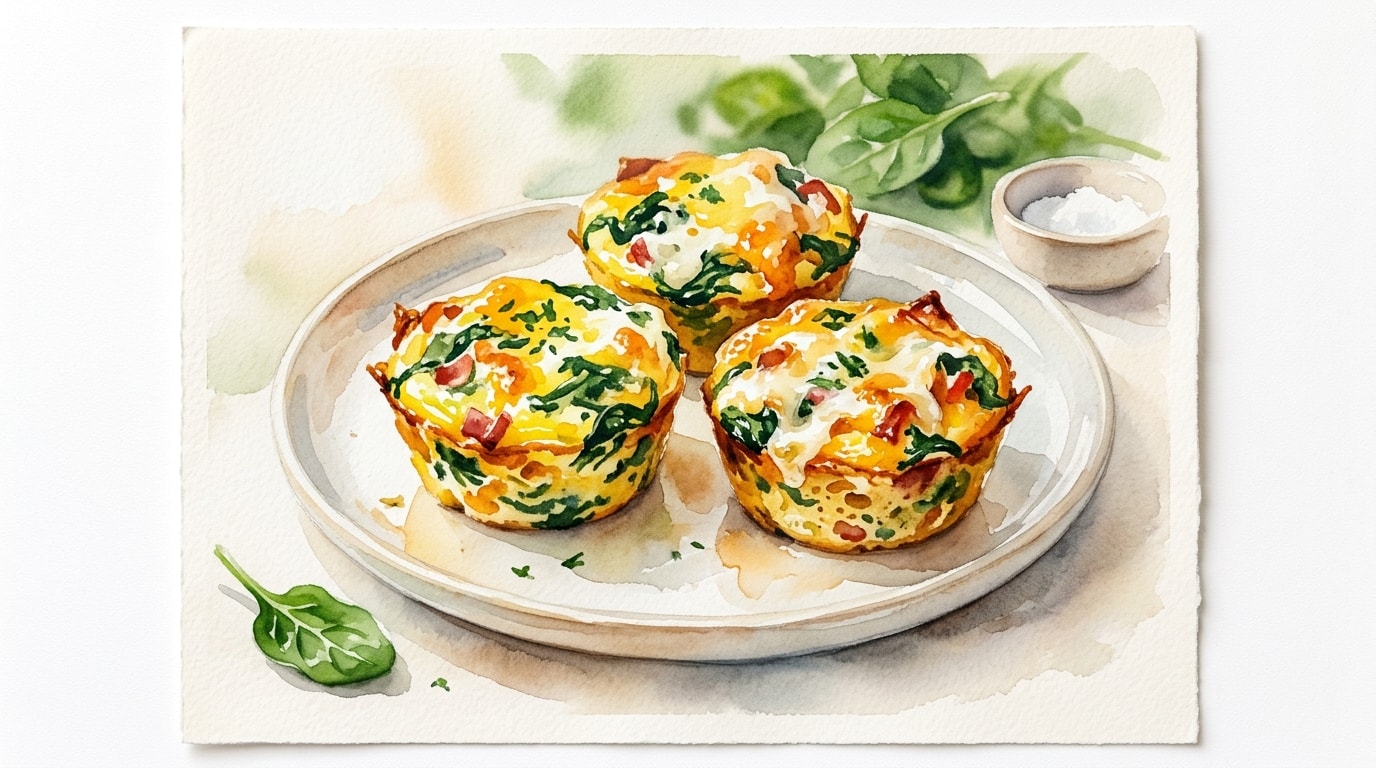 Loaded Baked Egg Muffins with Spinach and Dual Cheeses