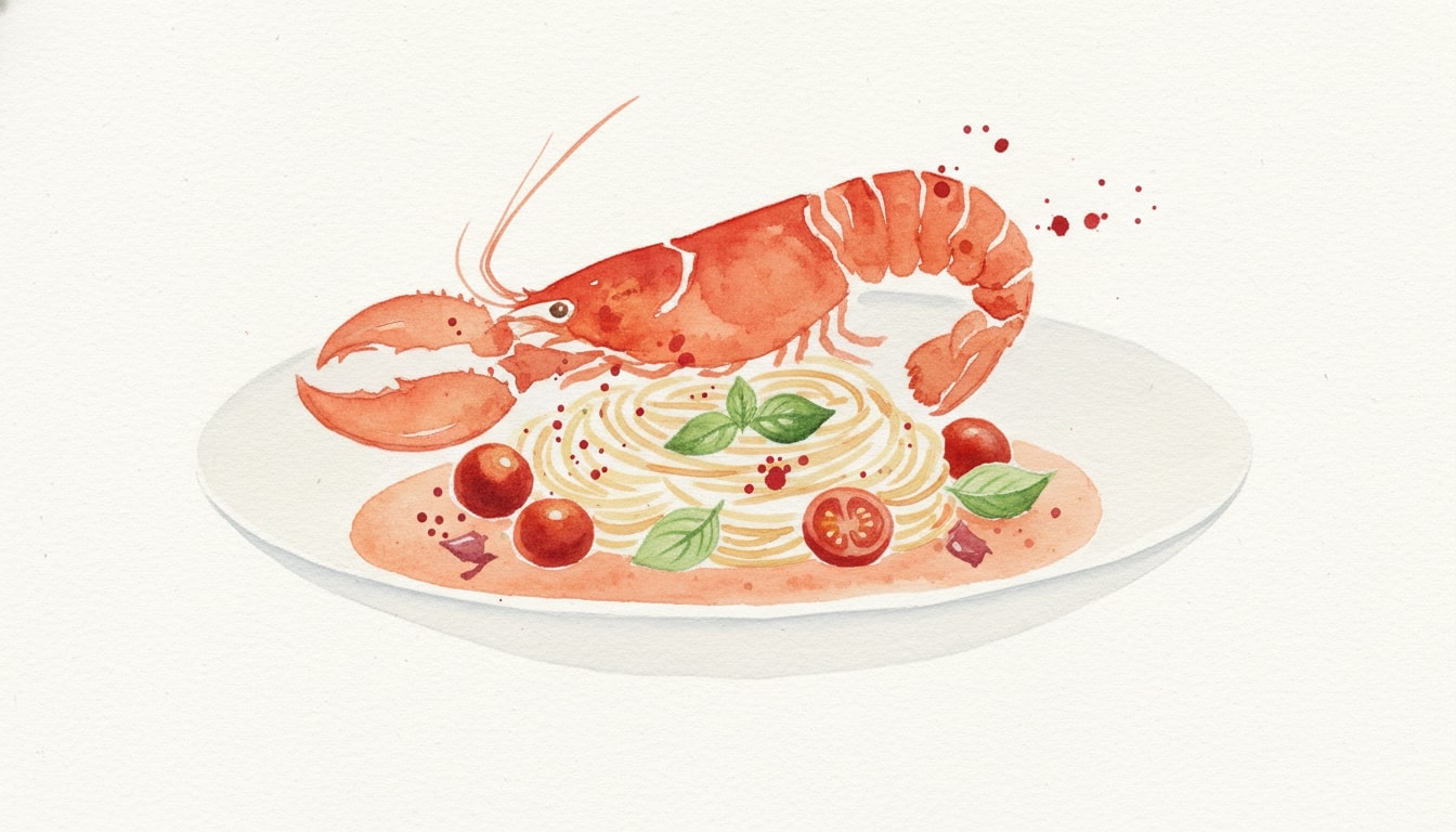 Lobster, Tomato, and Basil Spaghetti with Lobster Bisque