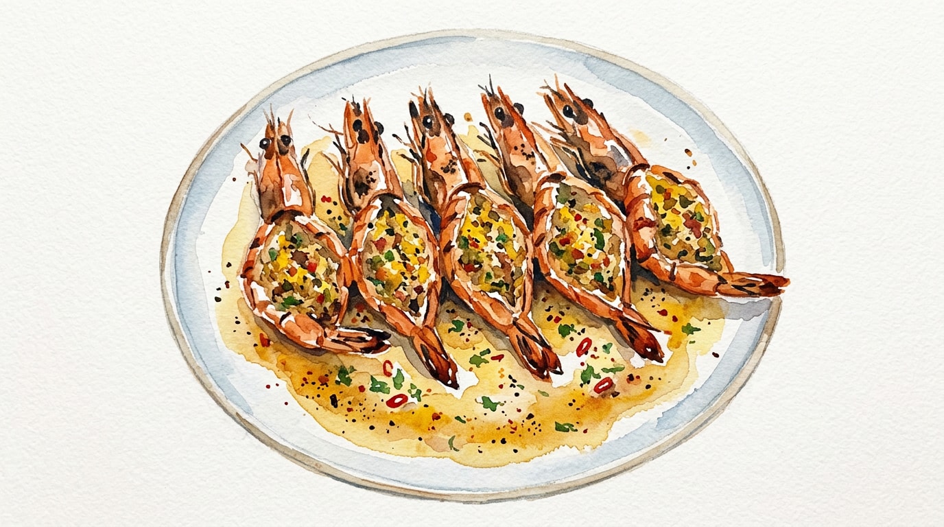 Macanese-Style Stuffed Grilled Prawns with Spiced Butter Sauce