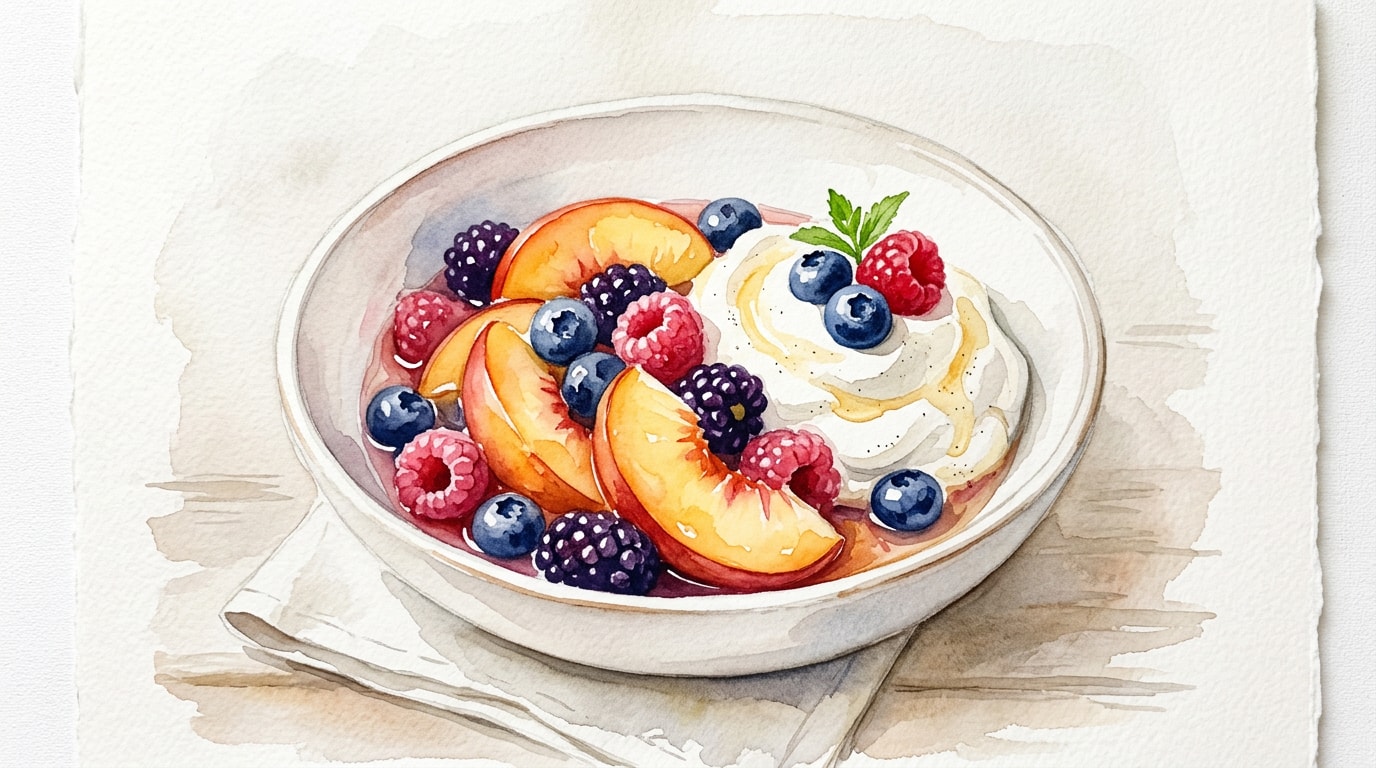 Macerated Summer Nectarines and Berries with Honey-Vanilla Chantilly