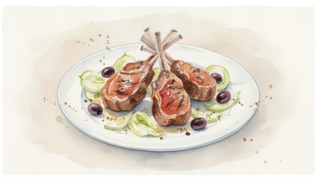 Marinated Lamb Chops with Fennel and Black Olives