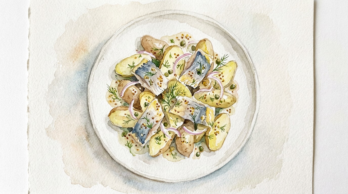 Marinated Smoked Herring with Fingerling Potatoes and Dijon Vinaigrette