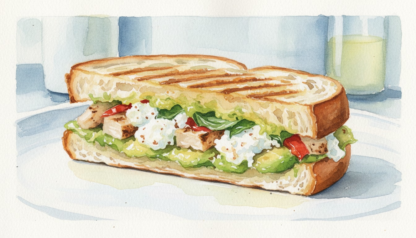 Mediterranean Chicken Avocado Panini