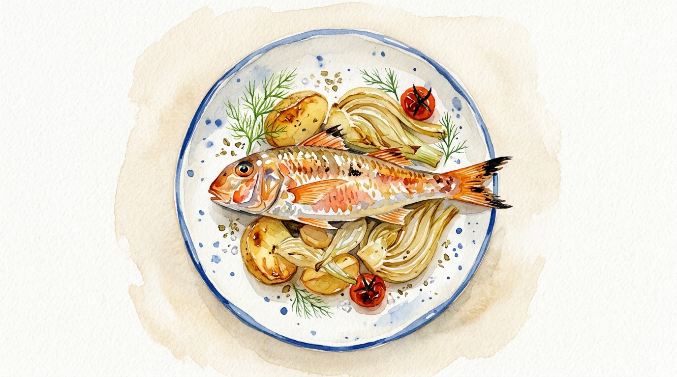 Mediterranean Roasted Red Mullet with Fennel and Potatoes
