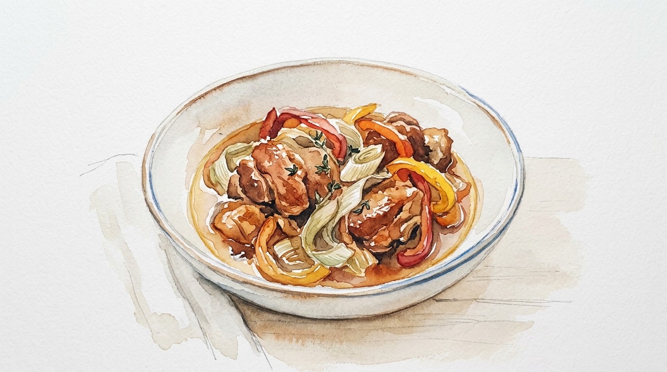 Mediterranean Slow-Braised Lamb With Leeks And Peppers