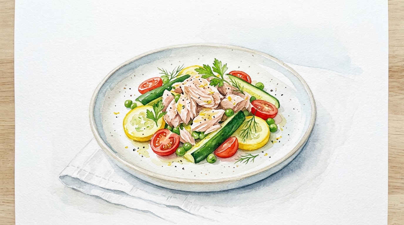 Microwave Lemon-Herb Tuna With Summer Vegetables