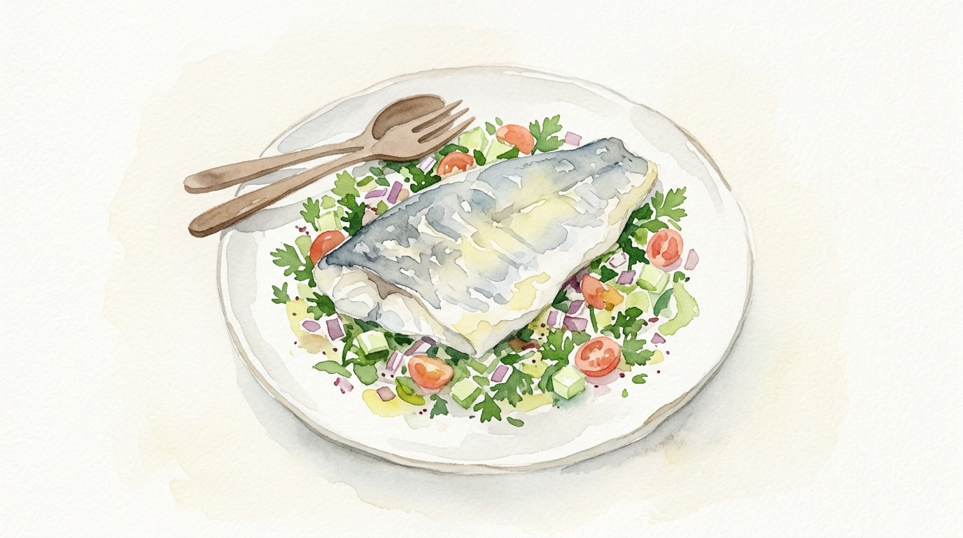 Middle Eastern Steamed Sea Bass Salad