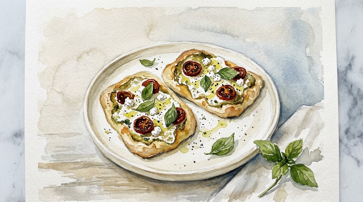 Mini Goat Cheese and Basil Pizzas