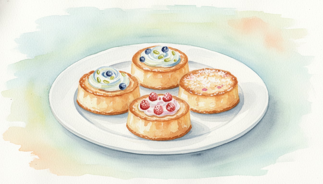 Miniature Almond Tortes with Duo Toppings