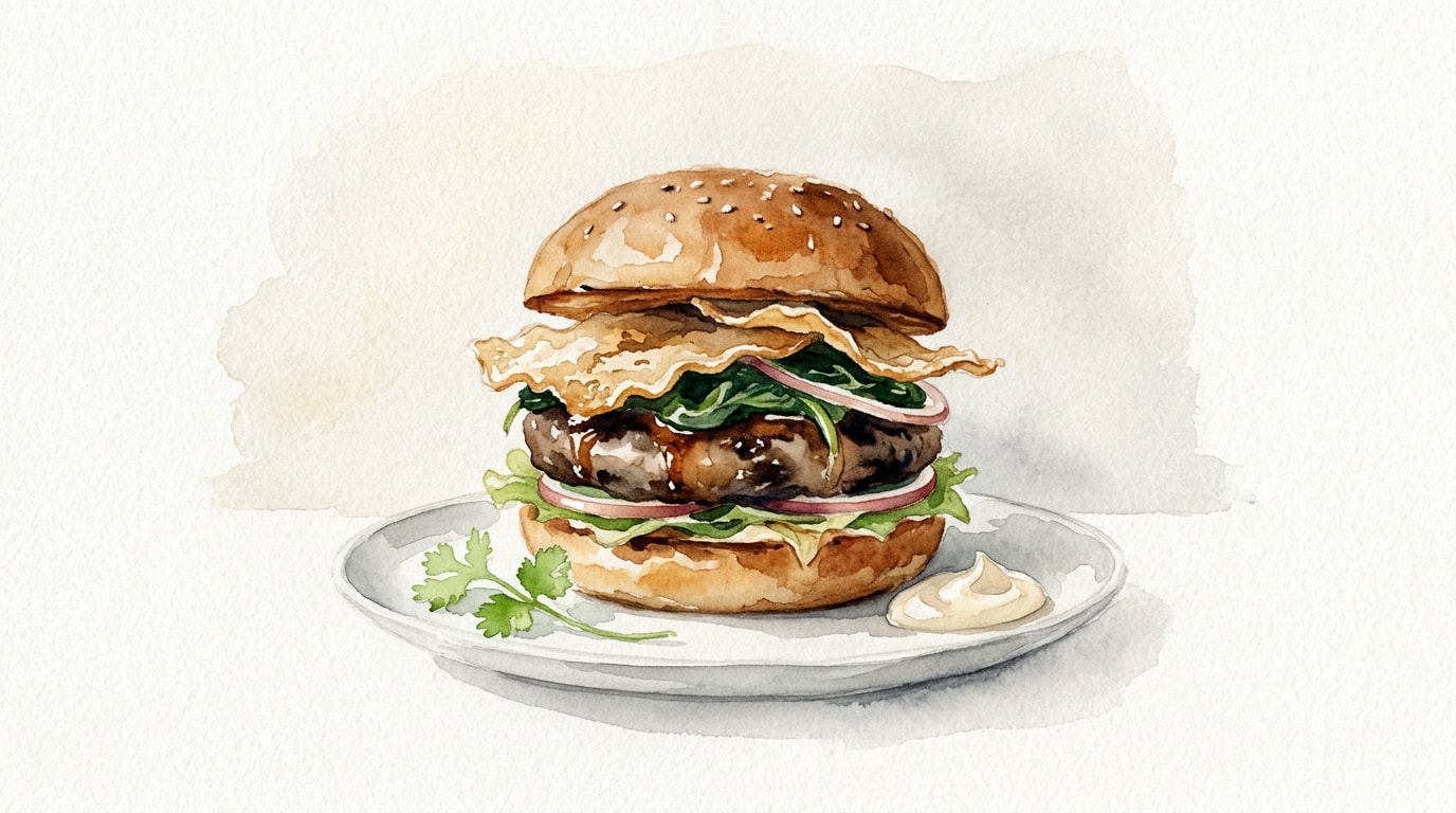 Miso Garlic Portobello Burgers With Rice Paper Crackling