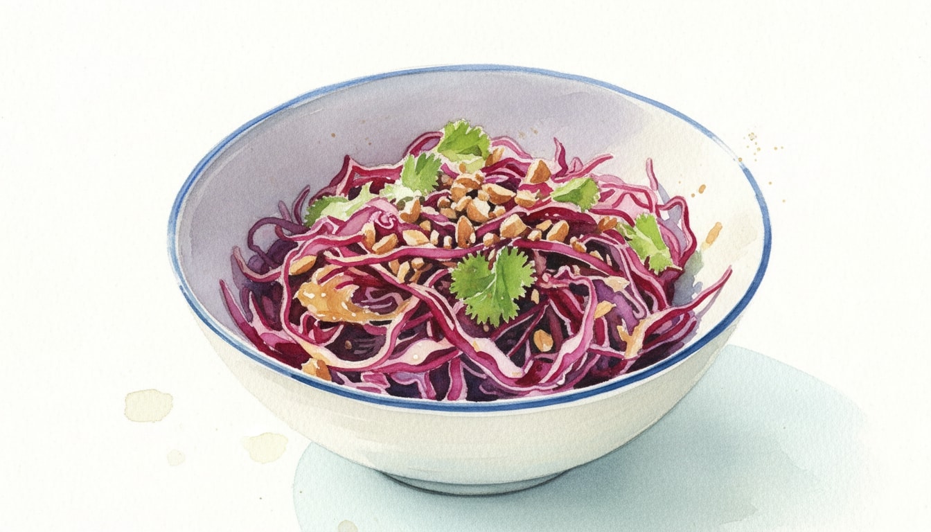Miso-Glazed Red Cabbage Slaw with Cilantro and Peanuts