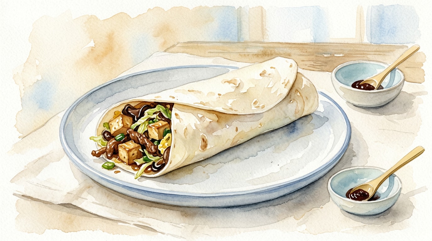 Moo Shu Pork and Tofu Tortilla Wraps
