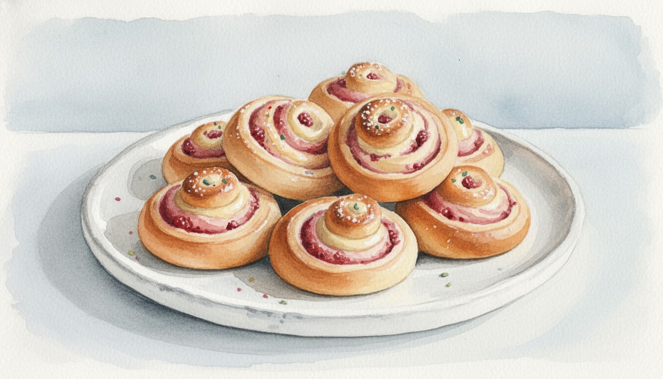 Nordic Raspberry & Custard Cardamom Buns