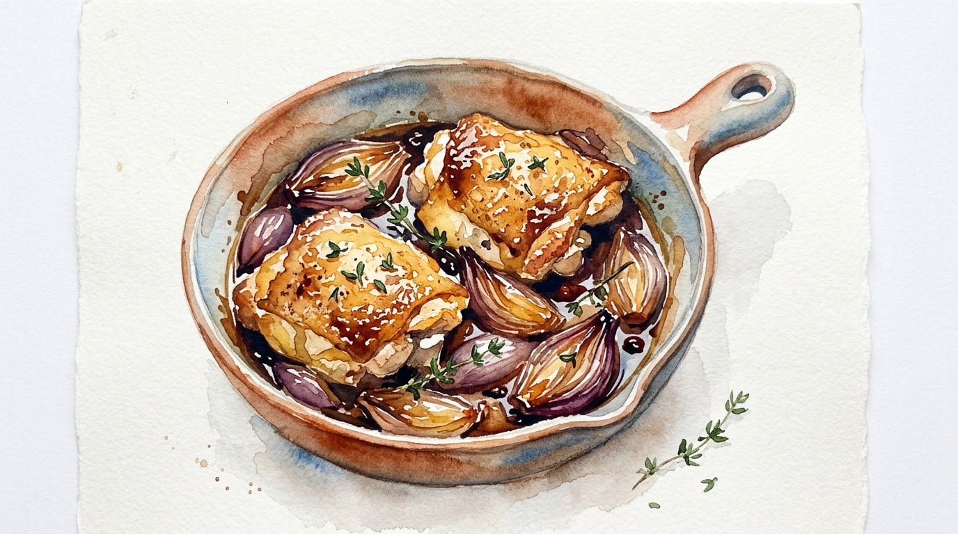 One-Pan Crispy Chicken with Vinegar-Glazed Shallots