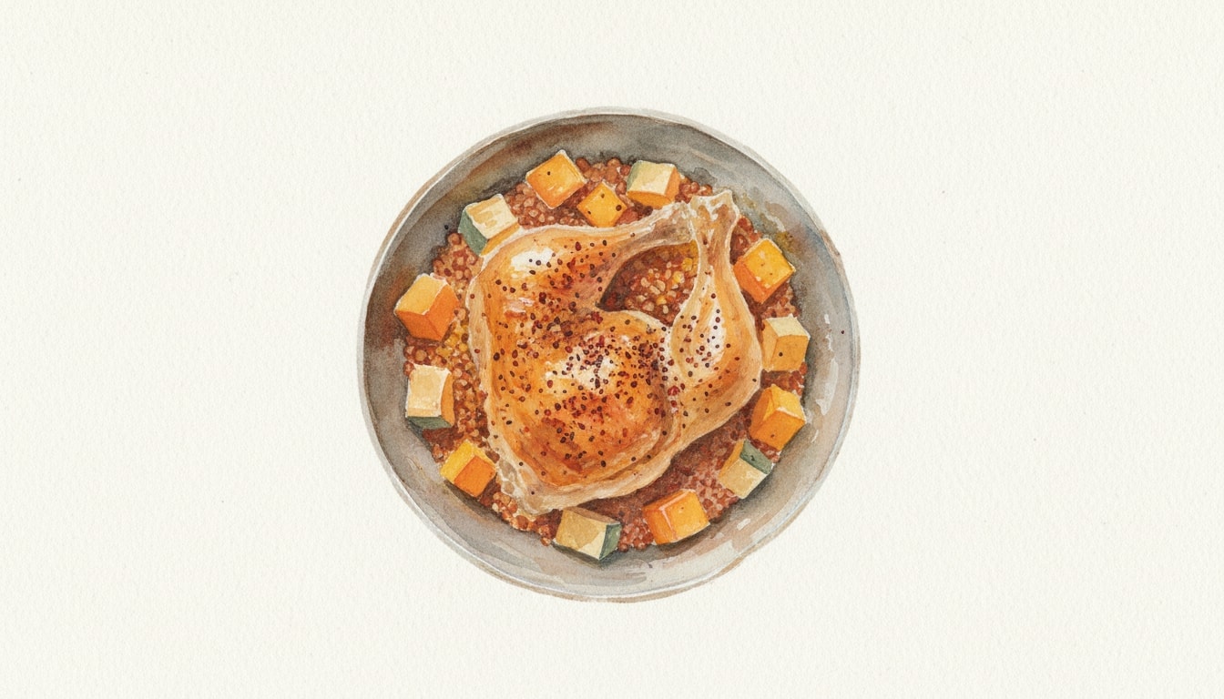 One-Pan Paprika Chicken With Lentils, Squash and Daqa