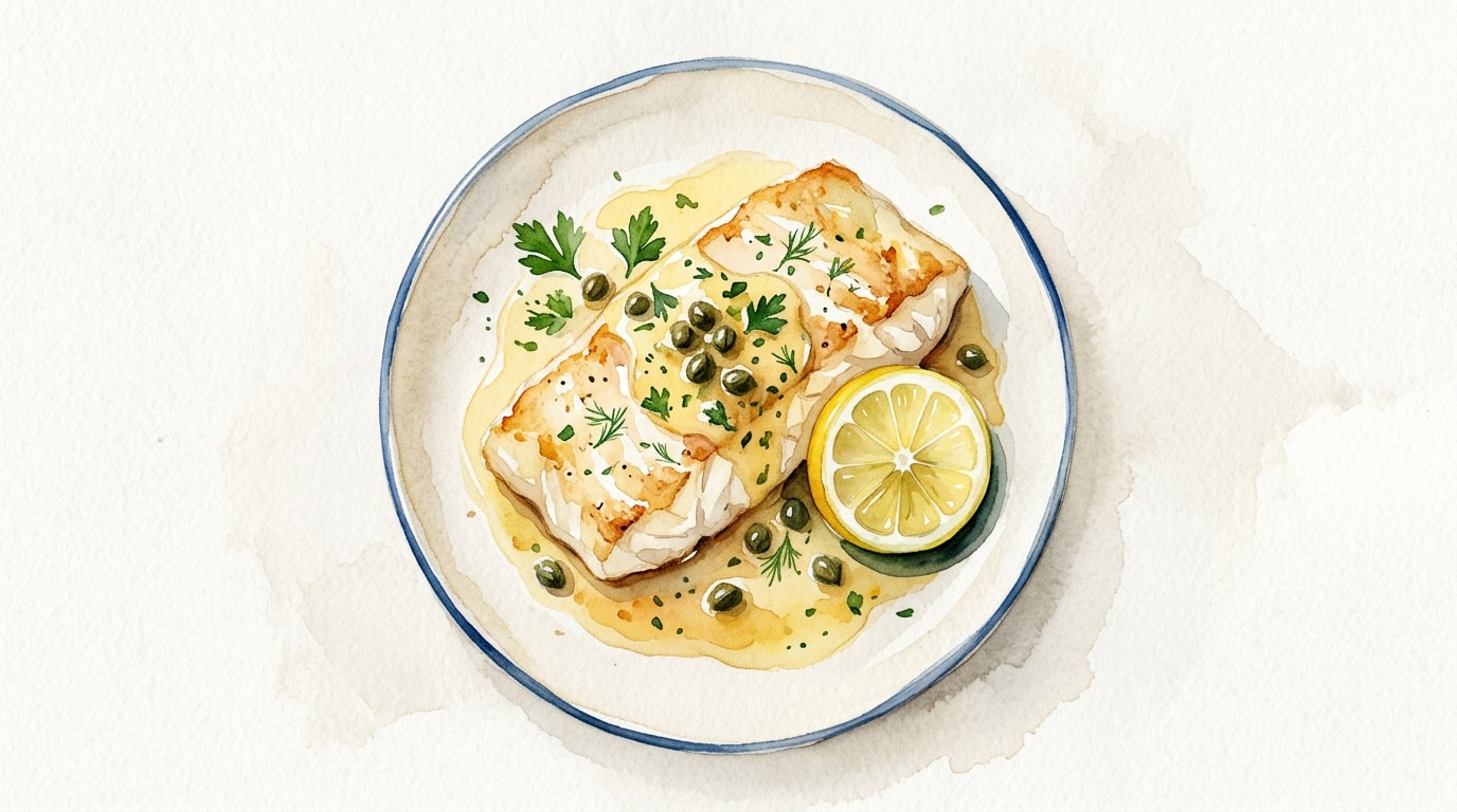 Pan-Fried Cod with Lemon Caper Butter Sauce
