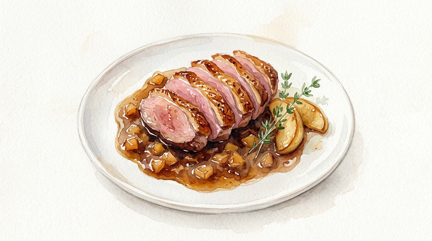 Pan-Fried Duck Breast with Rich Calvados Apple Sauce