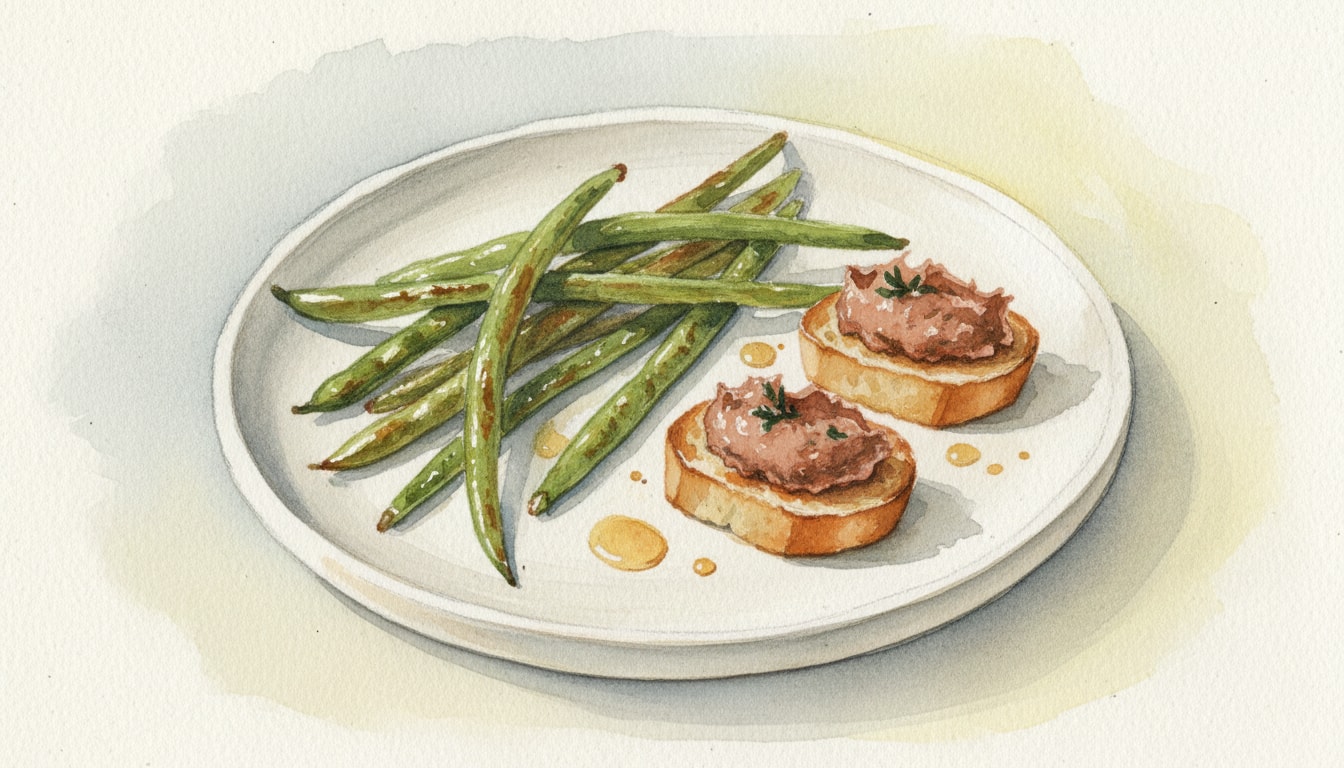 Pan-Fried Pole Beans With Chicken Liver Crostini