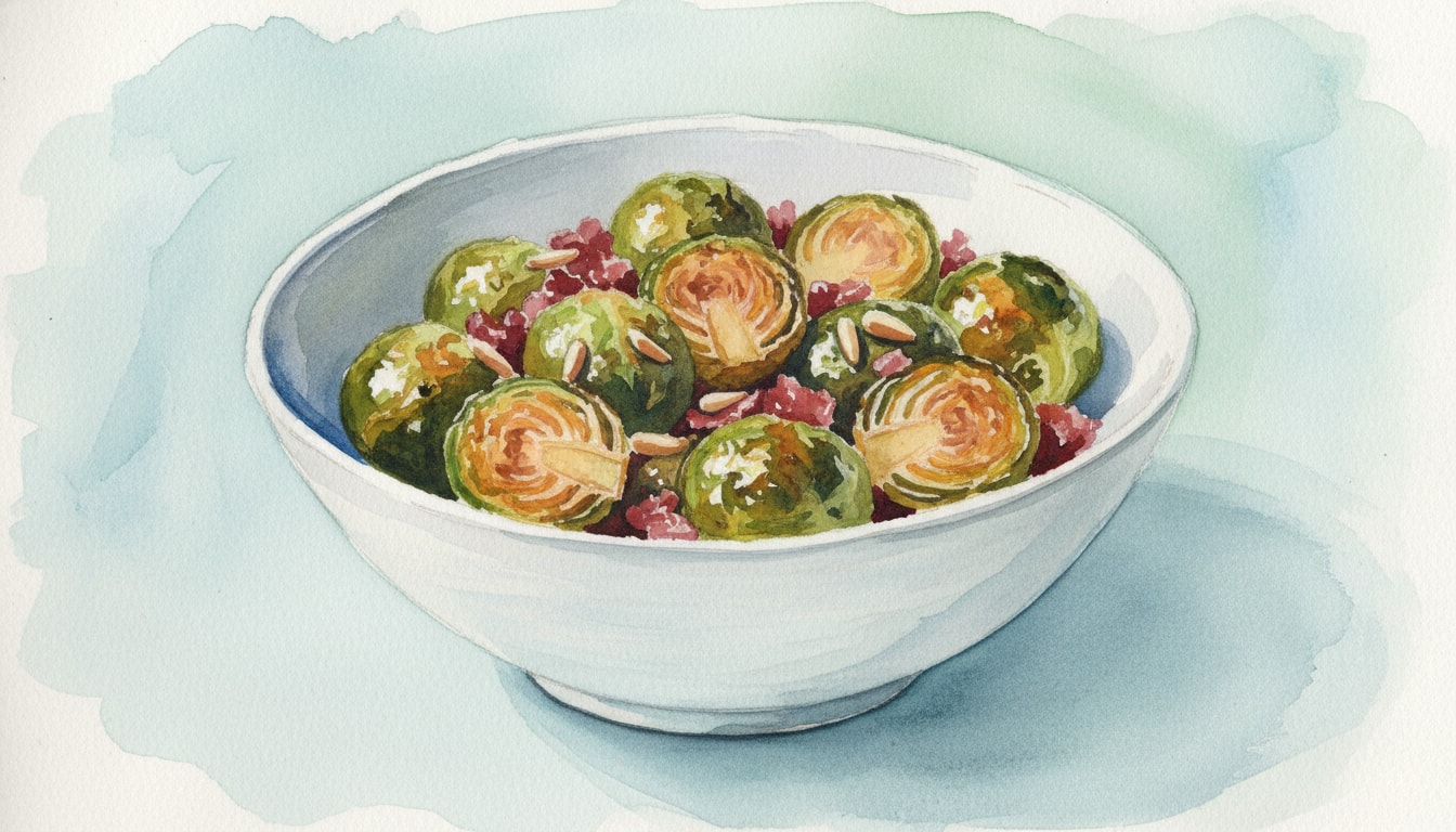 Pan-Seared Brussels Sprouts with Bacon and Pine Nuts
