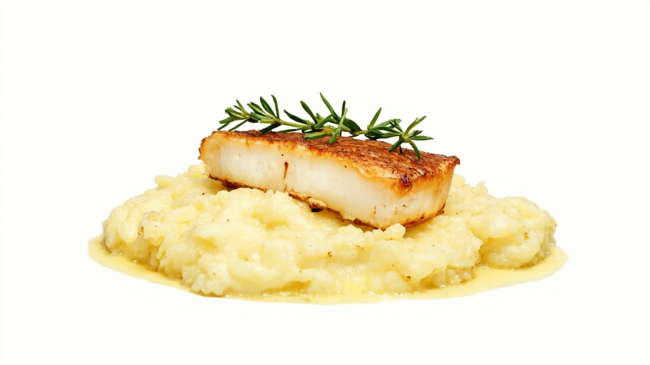 Pan-Seared Monkfish with Creamy Garlic Thyme Mash