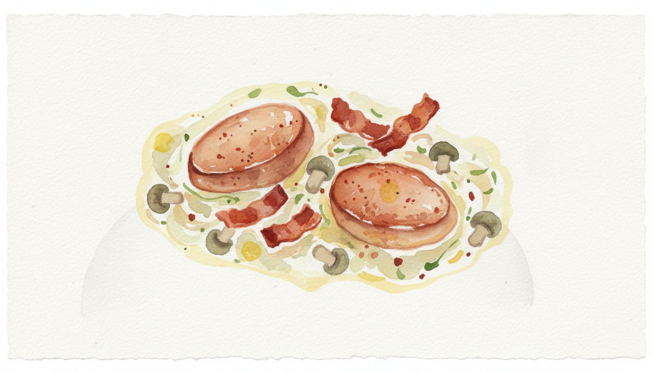 Pan-Seared Shad Roe with Bacon and Lemon Morel Cream