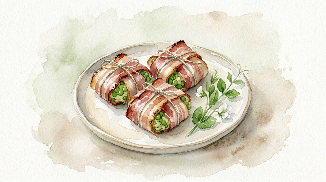 Pancetta-Wrapped Celeriac and Pea Parcels