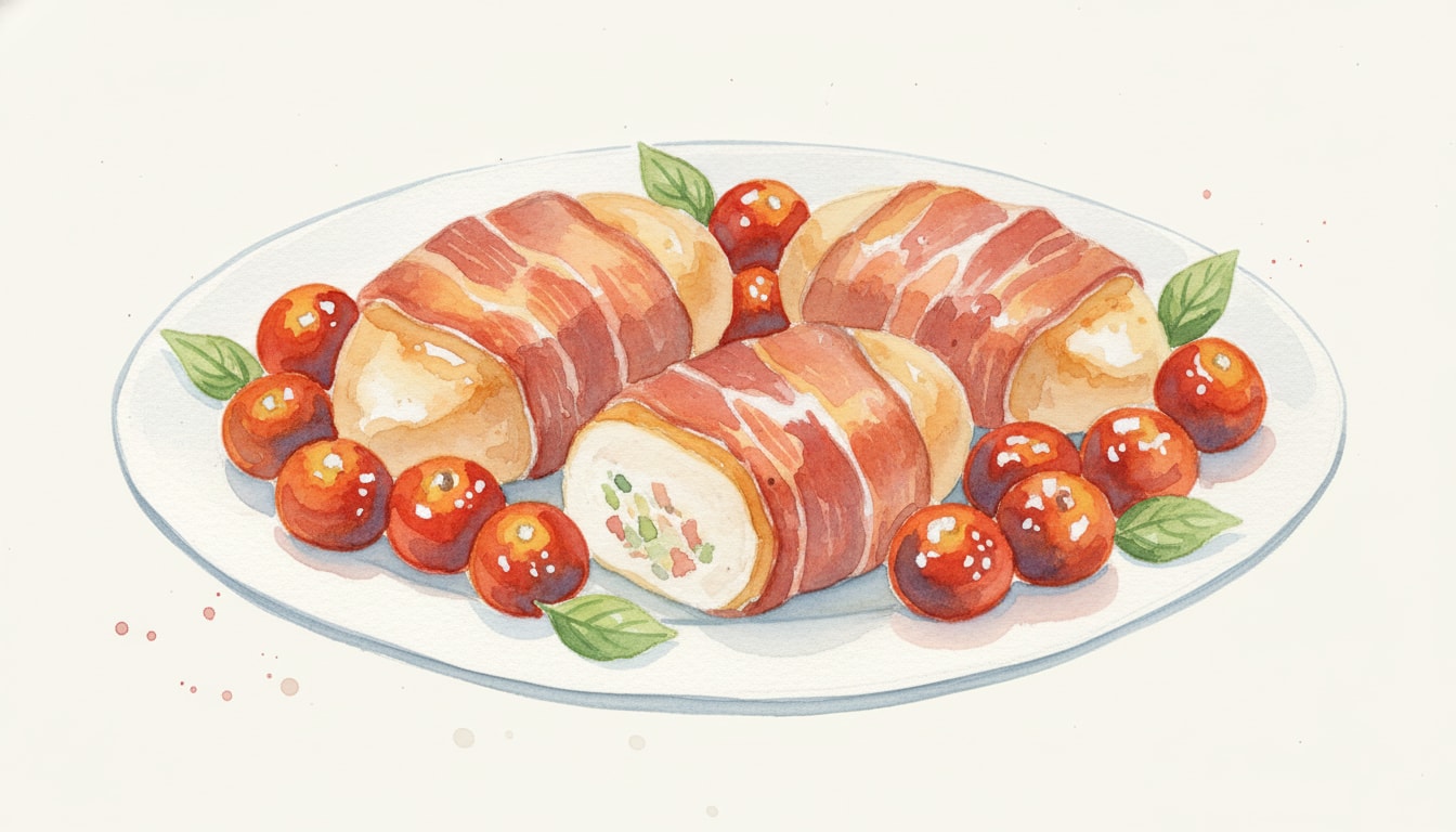 Parma Wrapped Stuffed Chicken with Blistered Tomatoes