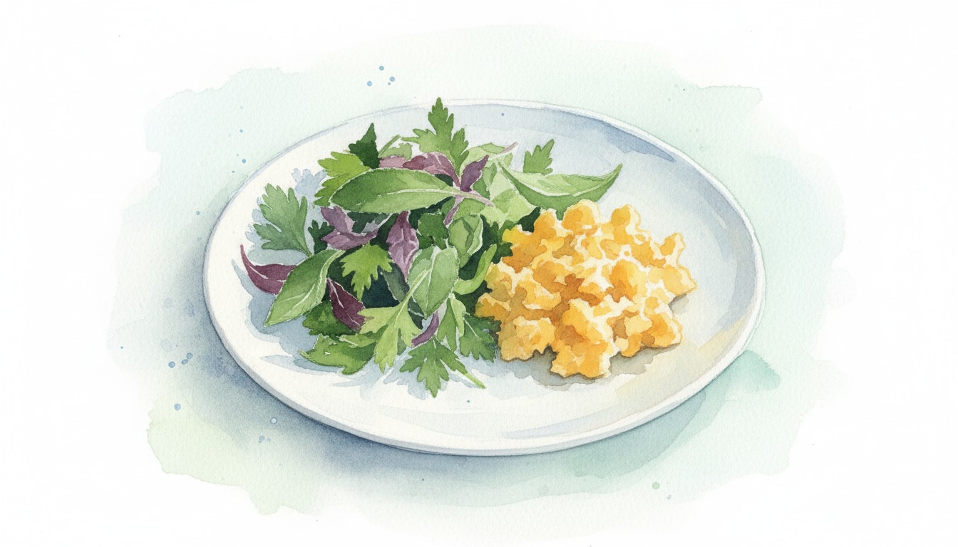 Parsley, Sage, Rosemary and Thyme Salad with Scrambled Eggs