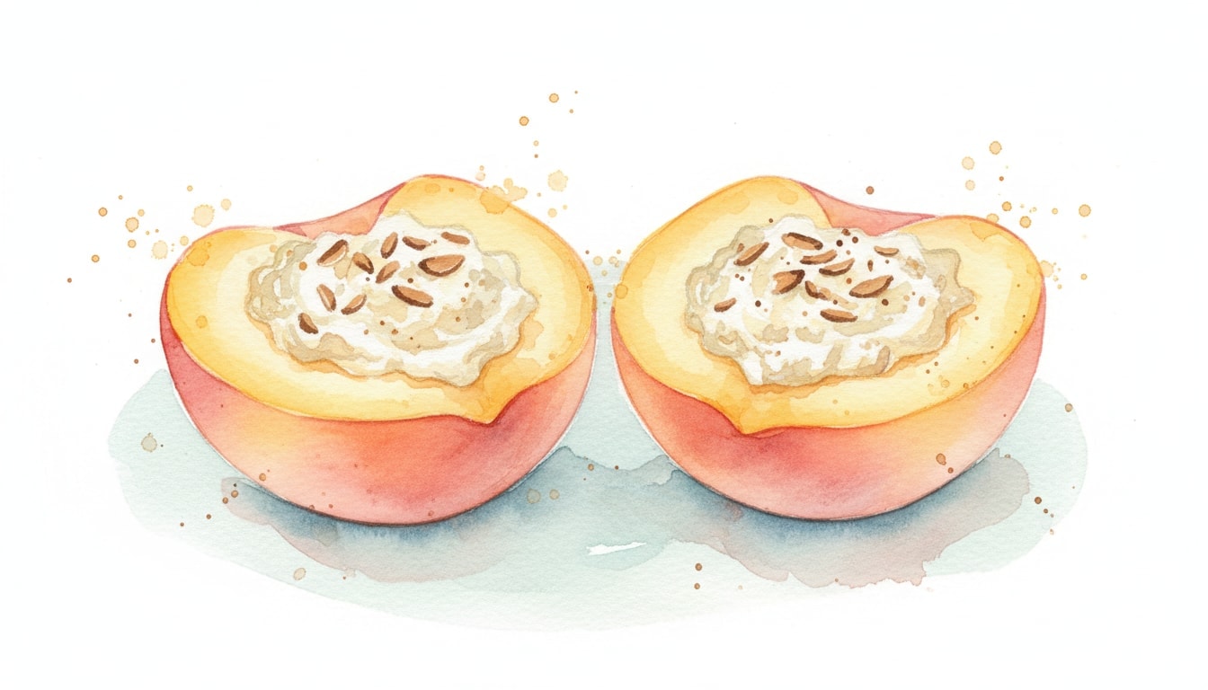 Peaches Stuffed With Toasted Almond Cheese