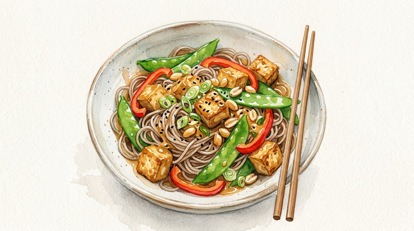 Peanut Tofu and Snow Pea Soba Stir-Fry