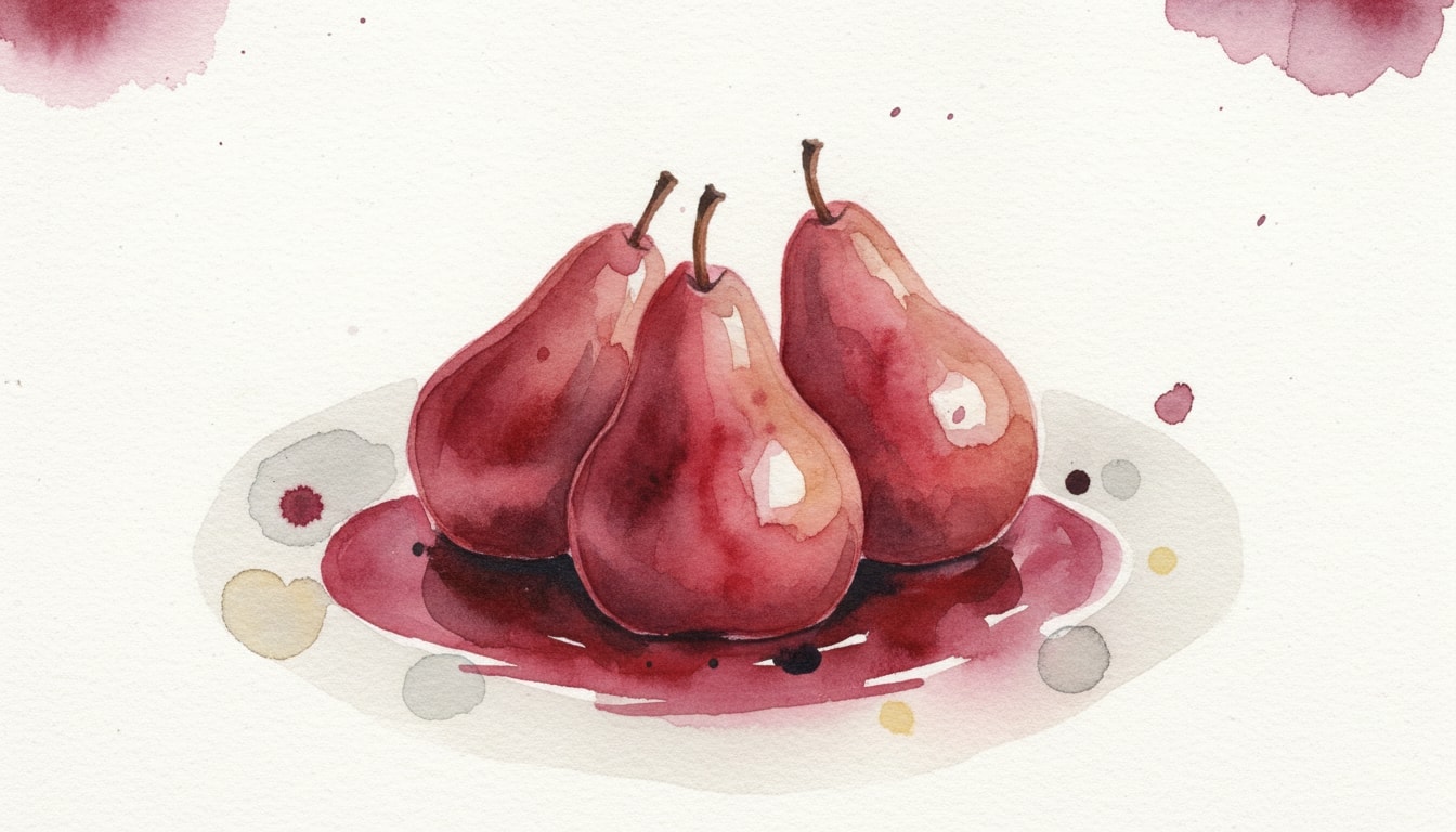 Pears Poached in Red Wine and Cassis