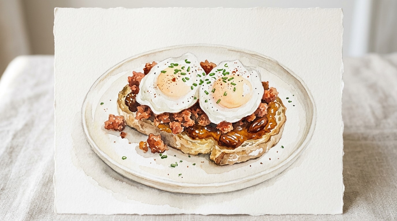 Poached Eggs with Chorizo and Medjool Date Paste