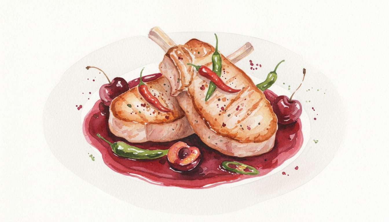 Pork Chops in Cherry-Pepper Sauce